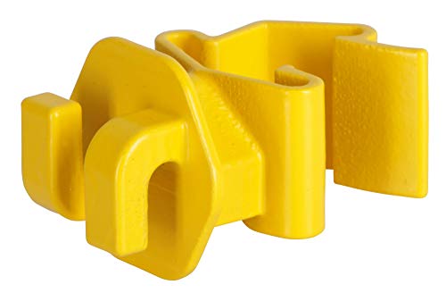 AKO 25x T-Pfosten Clip Seilisolator, gelb - Verbessertes Clipsystem für Starken Halt - verwendbar für Weidezaunseil Litze und Draht - Einfaches Anklippen am T-Post