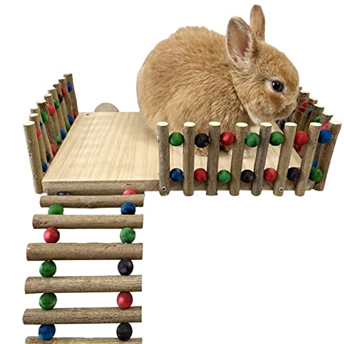 wirlsweal Kaninchenspielzeug Beiß-Übungstraining, zwei Schichten, Kleintier-Ständer, Leiter, Spielzeug, Hamster-Spielzeug, M