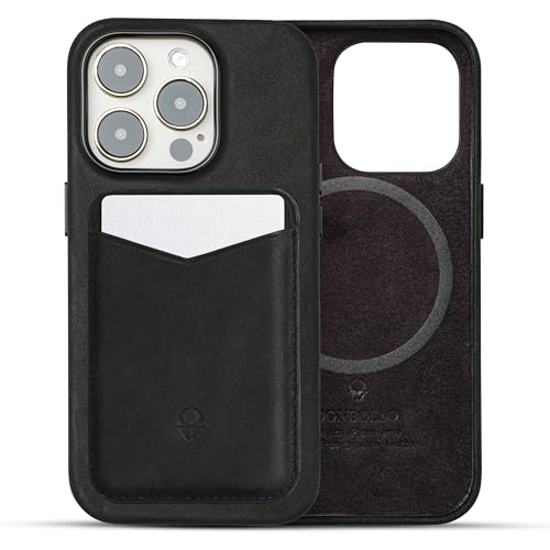DONBOLSO Lederhülle für iPhone 14 Pro mit Brieftaschenbündel - Handyhülle - Schutzhülle - Klassisches Leder mit Kratzfestem Mikrofaserfutter