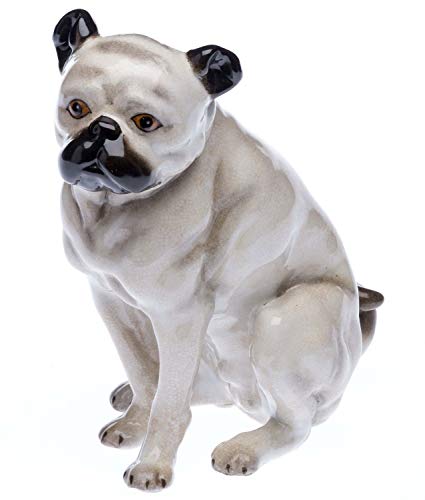 aubaho Mops Porzellan Hund Bulldoge Figur Skulptur Porzellanfigur im Antik-Stil