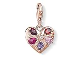 Thomas Sabo Damen Charm-Anhänger Herz mit Steinen Roségold Charm Club 925 Sterling Silver 1494-626-9