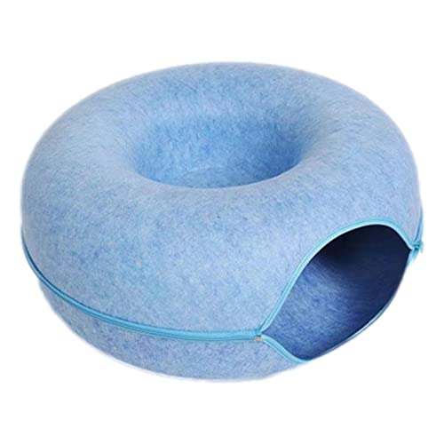 Cat Tunnel Bed Cat Bed Felt Round Cat Nest Doughnut Design Cat Cave Removable Cat Tunnel Toy and Bed Interactive Hiding Toy for Kittens