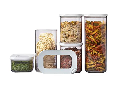 Mepal Vorratsdosen Modula 5-teilig – Starter-Set Weiß – ideal für die Aufbewahrung von trockenen Lebensmitteln – spülmaschinenfest, Kunststoff