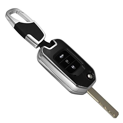 Kwak's Honda ABS Key Case Autoschlüssel Hülle Kompatibel für Honda CRV CRIDER Jade XRV VEZEL Odyssey Accord Civic 2/3-Tasten-Klappschlüsselhalter mit kurzer Schnalle(B-schwarz)