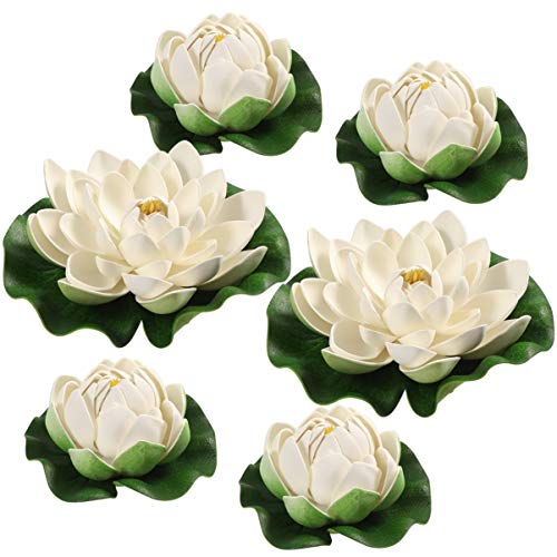 FAVOMOTO 6pcs Künstliche Lotus Schwimmende Teichdekoration Seerose Ornament Künstliche Lotus Wasserlilie Schwimmend Kunststoff Lotusblüte Seerose Dekor Seerose