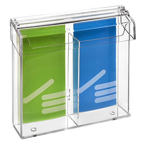 2-Fach DIN Lang Prospektbox/Prospekthalter/Flyerhalter im Hochformat, wetterfest, für Außen, mit Deckel, aus glasklarem Acrylglas - Zeigis®