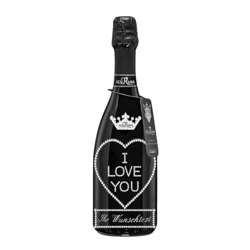 Geschenk Frauen Männer Liebe Love Hochzeitstag Sprüche romantisch personalisiert Prosecco Flasche 0,75l Swarovski Kristalle ausgefallen Motiv I LOVE YOU