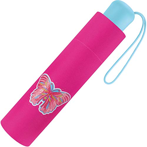Scout Kinder Regenschirm Taschenschirm Schultaschenschirm mit großen Reflektionsflächen extra leicht Butterfly Schmetterling
