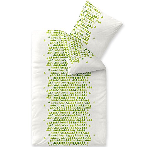 CelinaTex Enjoy Bettwäsche 155 x 220 cm 2teilig Baumwolle Bettbezug Seersucker Amelie Herz Weiß Grün
