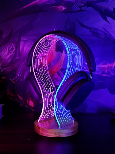 YuanDian Licht bis Kopfhörer Stand für Schreibtisch, PCB Gaming Headset-Halter RGB mit 16 Farbe leuchtet für Game Room Decor, Coole Gamer Geschenke für Männer Boyfriend