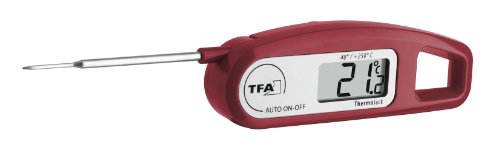 TFA Dostmann Thermo Jack digitales Einstichthermometer, Taschen Thermometer, Ideal für Fleisch, Braten oder Babynahrung, klappbar, wasserfest