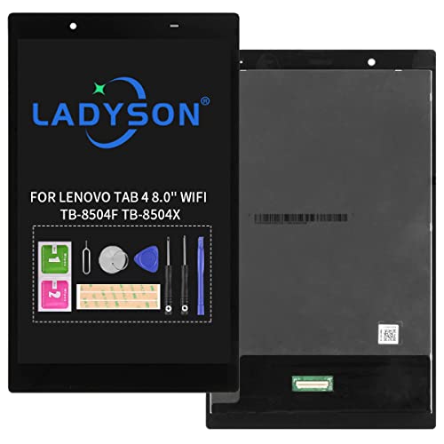LADYSON Ersatz-Display für Lenovo Tab 4 8 Zoll WiFi 8504 TB-8504F TB-8504X LCD Display Matrix Touchscreen Digitizer Panel Sensor Glas Tablet Montage-Reparatur-Set mit Werkzeug (schwarz)