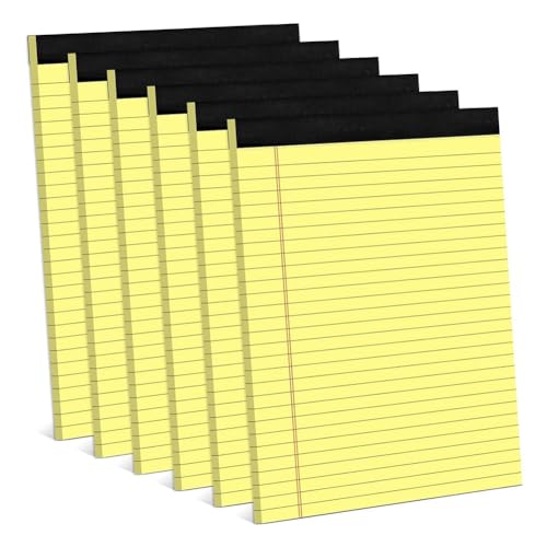 Brensty 6er-Pack Gelbe Notizblöcke, 8,5 X 11,75, Schmale, Linierte Schreibnotizblöcke, Gelbe Papierblöcke, College-Notizblock, Liniert, Langlebig, Einfach zu Verwenden