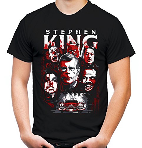 Stephen King Männer und Herren T-Shirt | Horror Grusel Roman ||| (4XL, Schwarz)
