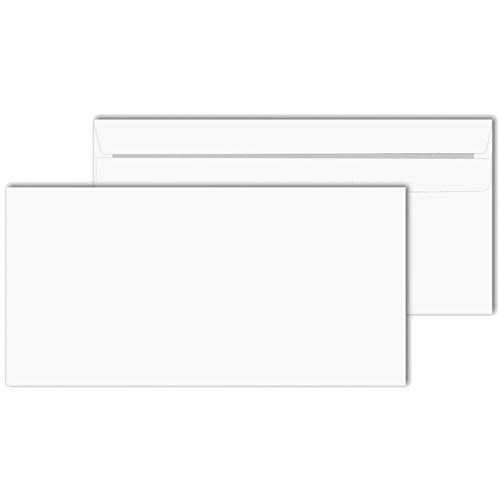 KK Verpackungen® Briefumschläge in DIN lang | 2000 Stück, 110x220 mm, Selbstklebende Kuverts ohne Fenster in Weiß