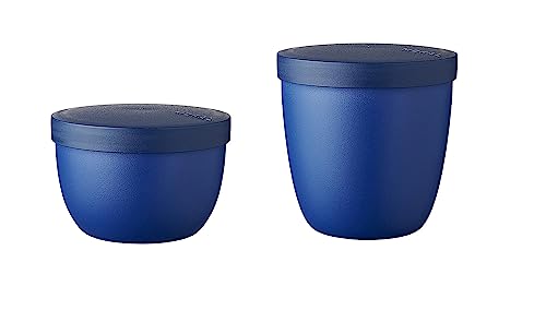 Mepal - Snackpot Duo Pack Ellipse - Praktischer Behälter zur Aufbewahrung & für Transport von Lebensmittel - Tiefkühltauglich - Spülmachinenfest - Vivid Blue