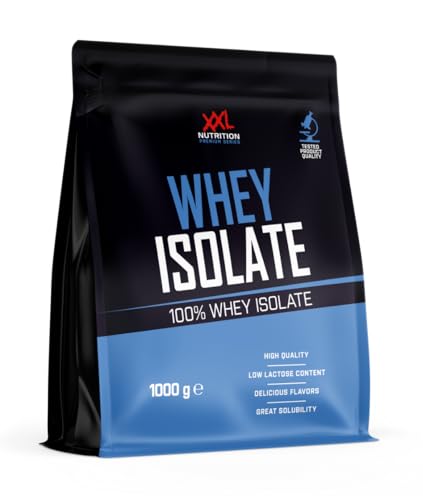 XXL Nutrition - Whey Isolate - Höchste Qualität Molkenprotein-Isolat, nur 0,8% Laktose, Aspartamfrei, Mit EAA & BCAA, Eiweiss Pulver Isolat - 1000 Gramm - Vanille