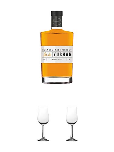 Yushan Blended Malt Whisky Taiwan 0,7 Liter + Nosing Gläser Kelchglas Bugatti mit Eichstrich 2cl und 4cl 1 Stück + Nosing Gläser Kelchglas Bugatti mit Eichstrich 2cl und 4cl 1 Stück