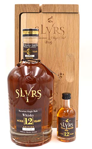 Rarität: Slyrs Whisky 12 Jahre 0,7l Edition 2004 + Miniatur 0,05l inkl. exklusiver Holzkiste