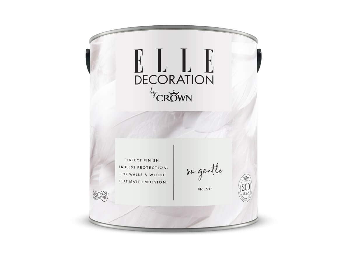 Crown ELLE DECORATION So Gentle No. 611, 2,5 L, extra-matte Premium Wandfarbe für Innen, für Wände und Holz, hohe Deckkraft, Innenfarbe, kreidiges Grauweiß