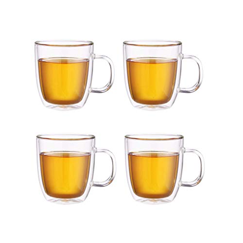 Maxxo Doppelwandige Gläser Extra Tee Set 4X 480 ml Kafee & Tee Thermogläser mit Schwebe-Effekt beständige Teegläser Kaffeegläser