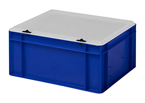 Design Eurobox Stapelbox Lagerbehälter Kunststoffbox in 5 Farben und 16 Größen mit transparentem Deckel (matt) (blau, 40x30x18 cm)