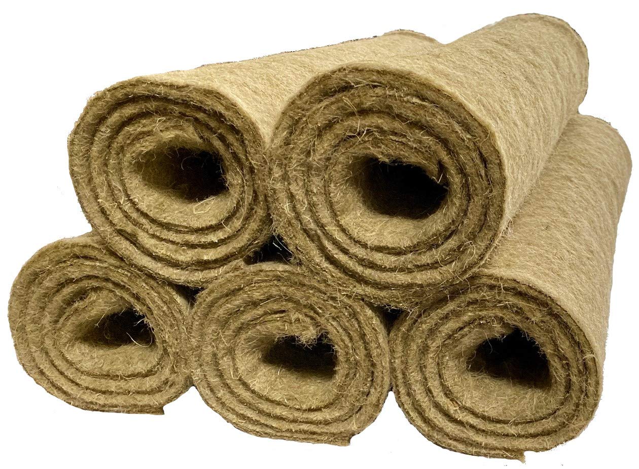 Nager-Teppich aus 100 % Hanf, 120 x 50 cm ca. 10 mm dick, 5er Pack (EUR 9,70/Stück), Nagermatte, Hanfmatte geeignet als Käfig Bodenbedeckung für Nagetiere und Kleintiere, Nagerteppich, Käfigleinlage