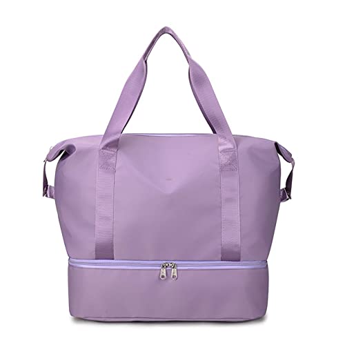 SSWERWEQ Handtasche Sport Gym Fitness Trockene nasse Trennung Yoga Bag Reise Handtaschen for Schuhe Frauen Die Schulter SAC de Sport Gepäck Duffle (Color : Light Purple)