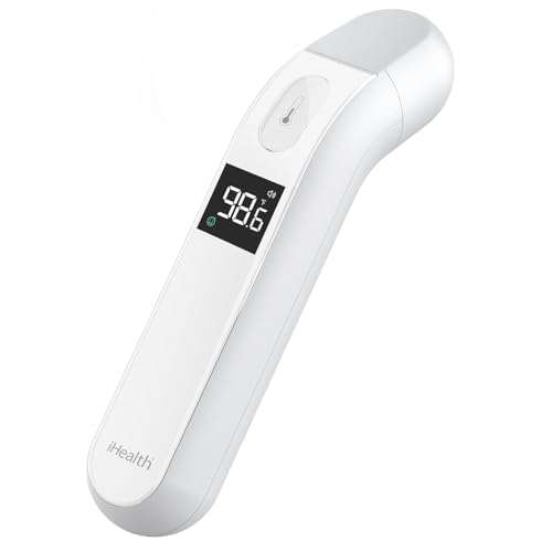 iHealth thermometer für erwachsene von ihealth, infrarot-stirn-thermometer für erwachsene und kinder, touchless digital baby thermometer mit fieber-indikatoren, nichtkontaktthermometer (pt2l)