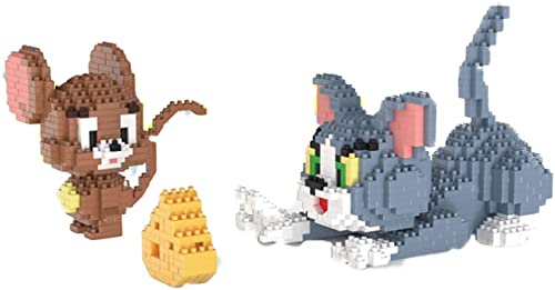 RSVT Mini-Bausteine in Tierform, Katzen- Und Mausform, Mikro-Bausätze Für Kinder Und Erwachsene, 12-15 Spielzeuge, 1449 Stück