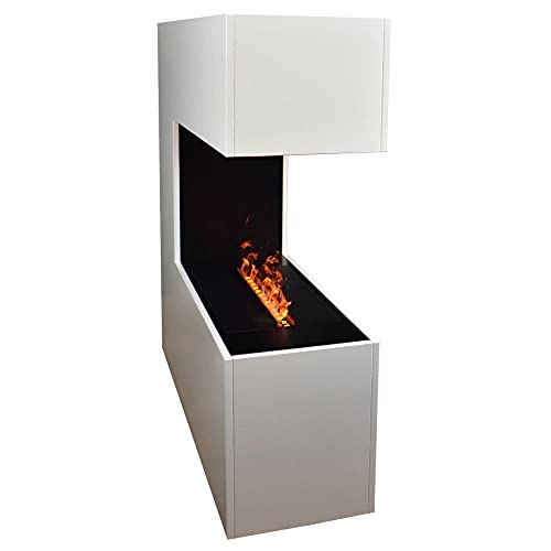 GLOW FIRE Schiller Elektrokamin Opti Myst Cassette 500 | 3D Wasserdampf Feuer, elektrischer Standkamin mit Fernbedienung, Regelbarer Flammeneffekt, 120 cm, Weiß