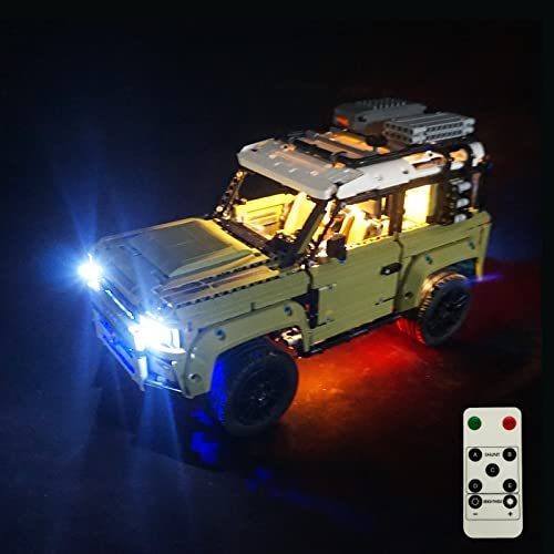 TETK Für Lego 42110 Technic Land Rover Defender Beleuchtung LED Beleuchtungsset, mit Fernbedienung, Licht Set Kompatibel mit Lego 42110(Nicht Enthalten Modell)
