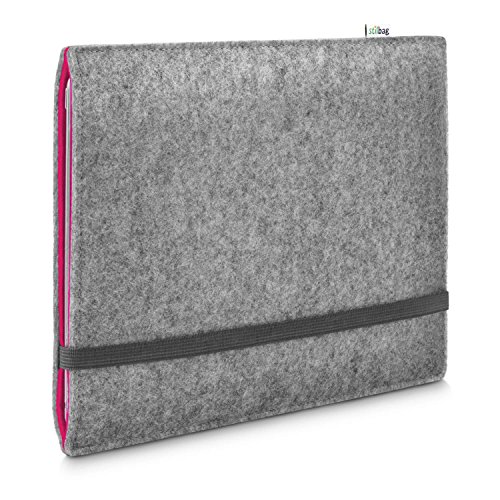 Stilbag Filzhülle für Apple iPad (2018) | Etui Tasche aus Merino Wollfilz | Kollekion Finn - Farbe: hellgrau/pink | Tablet Schutzhülle Made in Germany