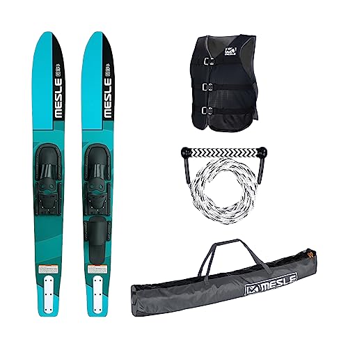 MESLE Wasser-Ski Set XPlore 157 cm mit Weste Sportsman + Leine Combo + Tasche Universal, Anfänger und Fortgeschrittene Combo-Ski Ausrüstung für Jugendliche und Erwachsene, Farbe:blau