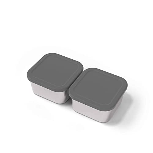 monbento - MB Side Small - 2er Set kleine Lunchboxen Edelstahlfach mit hermetischem Deckel - Herausnehmbare Edelstahlbox für elektrische beheizbare Lunchboxen - Ideal für die Arbeit/Büro - Grau