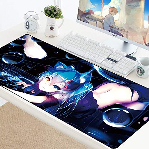 BILIVAN Großes Mauspad für Gamer, Tastaturmatte, Schreibtischschutz, Gaming-Mauspad für PC, Laptop, Anime, Hatsune Miku Pad zu Maus (900 x 400 x 3 mm, 1)