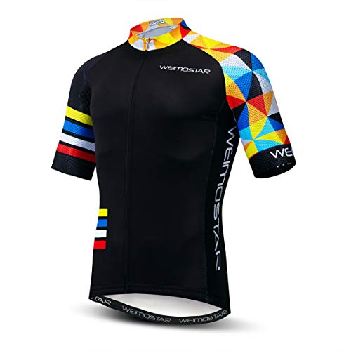 Weimostar Radtrikot Herren Radtrikot Kurzarm MTB Trikot Zip Mountain Road Bekleidung Fahrrad Top Shirts Sommer Pro Team Sport Reiten Rennrad Trikot für Herren Größe L