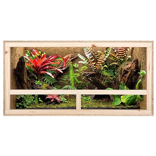 ECOZONE Holz Terrarium mit Seitenbelüftung 80 x 50 x 50 cm - Holzterrarium aus OSB Platten - für Schlangen, Reptilien & Amphibien