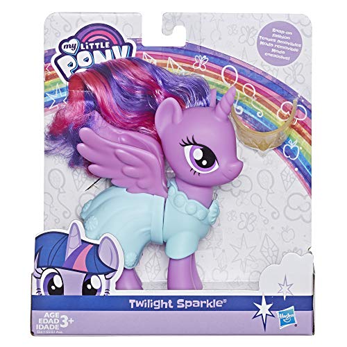 Hasbro E5611 My Little Pony Twilight Sparkle Snap-on Fashion Figur mit Rock, Shirt und Krone 15 cm