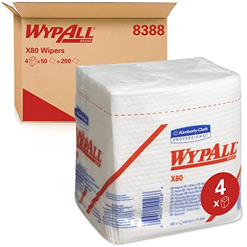 Kimberly Clark 8388 Wypall X80 Wischtücher, Viertelgefaltet, Weiß (200-er pack)