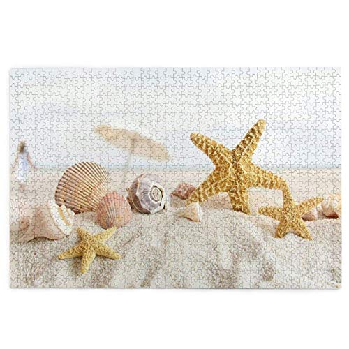 Puzzle 1000 Stück Muscheln Seestern am Strand Große hölzerne Puzzle Spielzeug Familienspiel Wanddekoration für Erwachsene Jugendliche