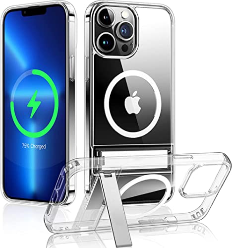 NOBAA Magnetische, durchsichtige Handyhülle mit Ständer für iPhone 14 Pro Max 13 12 11 Mini 15 Plus, stoßfeste Mobile Rückseite, C, für iPhone 15
