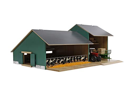Van Manen Kids Globe Farming Kuhstall mit Werkstatt - aus Holz, Maßstab 1:32, mit aufklappbarem Dach – 610200