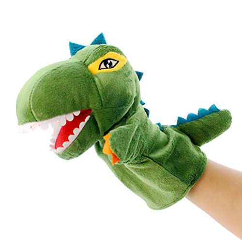 Wopohy Dinosaurier Plüsch Handpuppe, Cartoon Dinosaurier Handpuppe Puppenhandschuhe Geschichte erzählen Eltern-Kind-Puppen Interaktion Vortäuschen Spielzeug Spielen Geschenk für Kinder (Grün)