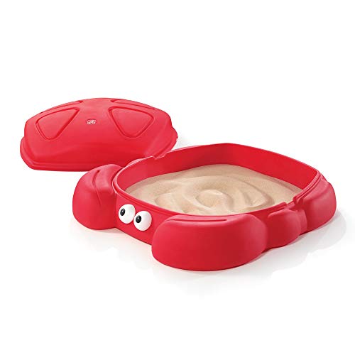 Step2 Crabbie Sandkasten mit Deckel und Sitzbank | Plastik Sand Kasten mit Abdeckung für Kinder in Form einer Krabbe