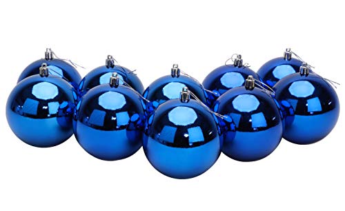 Toyland® 10 extra große Christbaumkugeln in 100 mm Farbe - Christbaumschmuck (Blau)