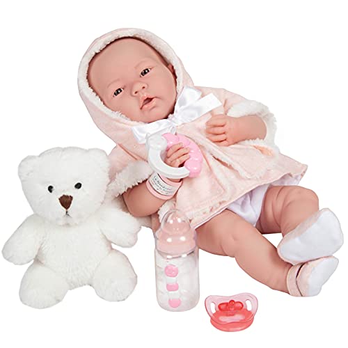 Berenguer All-Vinyl La Newborn Doll in Pink Coat and Outift. REAL Girl!