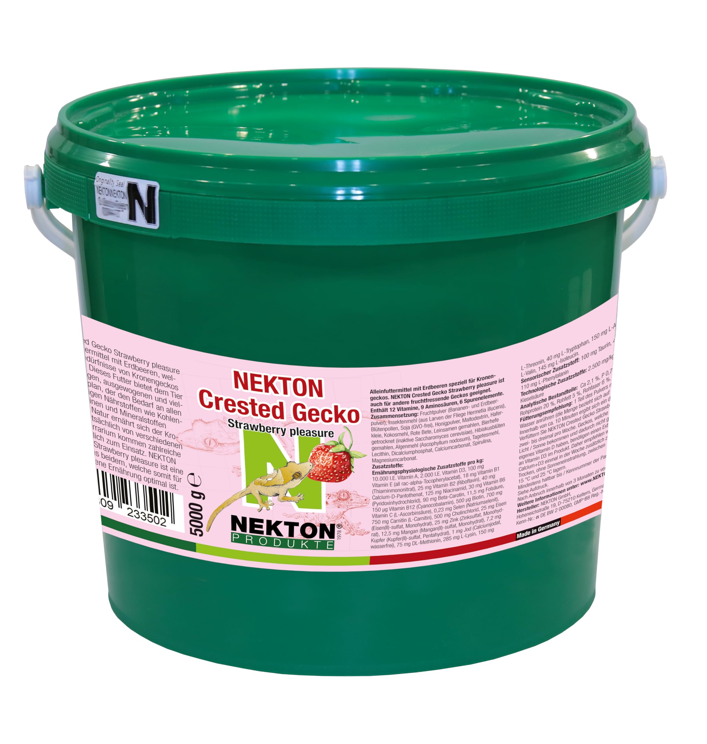 NEKTON Crested Gecko Strawberry Pleasure | Alleinfuttermittel speziell für Kronengeckos mit Erdbeeren | Made in Germany (5000g)