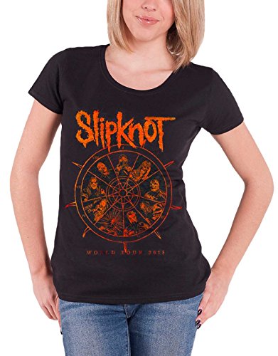 Slipknot T Shirt Damen The Wheel Tour 2015 Nue offiziell roll Sleeve Skinny fit XL