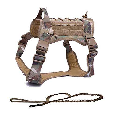 DaiHan Taktisches Hundegeschirr mit Leine für taktisches Training, Militär, verstellbare Molle-Nylonweste CP L